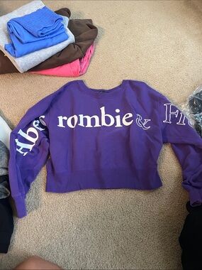 Abercrombie & Fitch Purple Cropped Logo Sweater